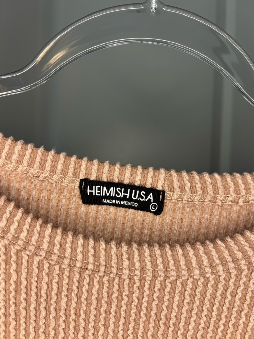 HEIMISH USA Blush Tan Ribbed Waffle Knit Top - Picture 4 of 4
